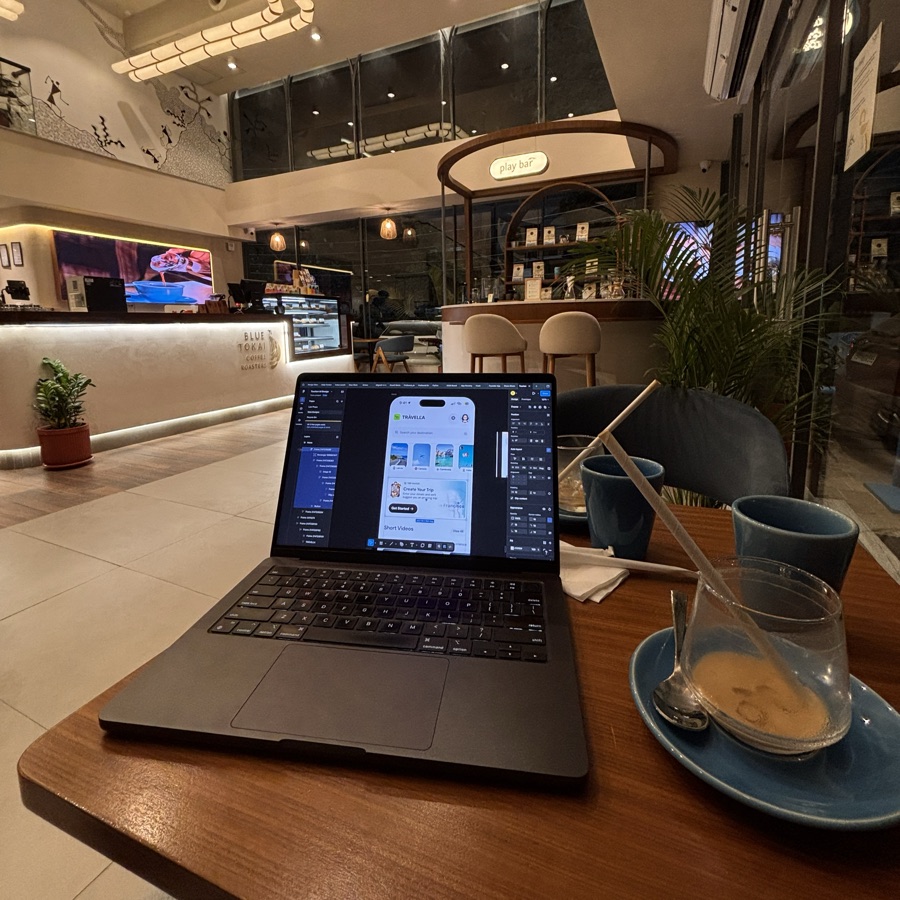 Designing at a café
